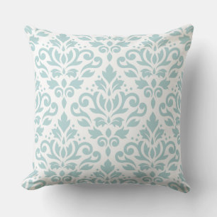 Coussin Défiler Damask Lg Ptn Canard Oeuf Bleu (B) sur Bla