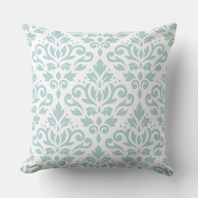 Coussin Défiler Damask Lg Ptn Canard Oeuf Bleu (B) sur Bla (Recto)