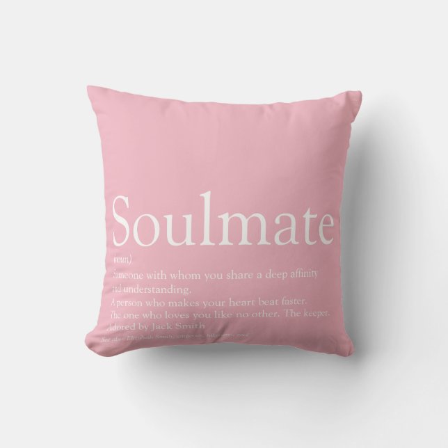 Coussin Définition d'âme sœur Rose Féminin Romantique Mode (Recto)