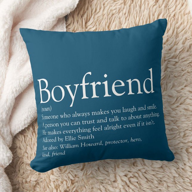 Coussin Définition de Boyfriend personnalisée simple moder (Simple Modern Personalized Boyfriend Definition Throw Pillow)