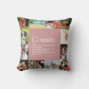 Coussin Définition de Cousine Collage de Photos Rose Pouss