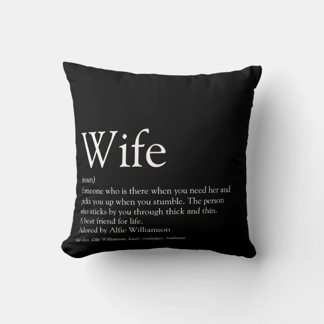 Coussin Définition de femme amusante noire et blanche mode (Recto)