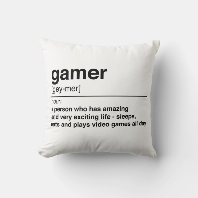 Coussin Définition de Gamer (Recto)