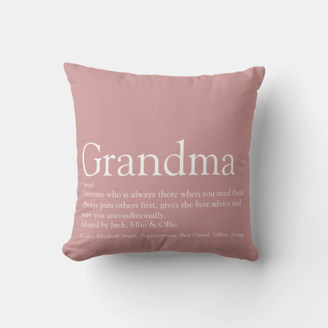 Coussin Définition de grand-mère personnalisée Dusty Rose  (Recto)