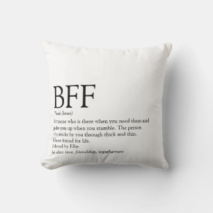 Coussin Définition de la meilleure amie en noir et blanc B