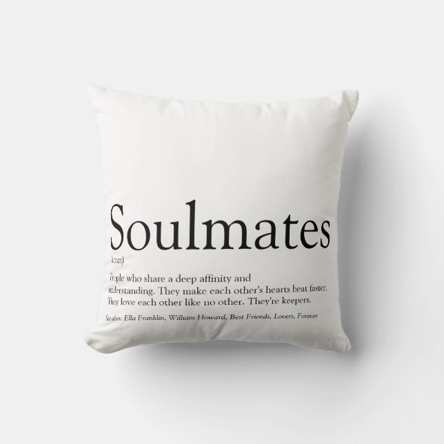 Coussin Définition de partenaires d'âme personnalisée noir (Recto)