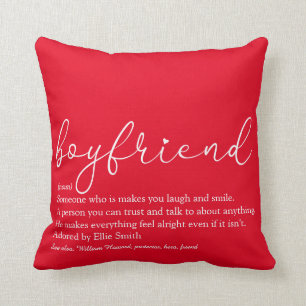 Coussin Définition de petit ami écriture stylée cœur rouge