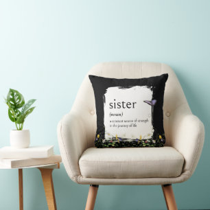 Coussin Définition du dictionnaire pour SŒUR avec des fleu