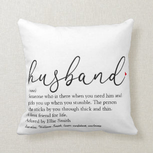 Coussin Définition du mari Script moderne Mariage amusant