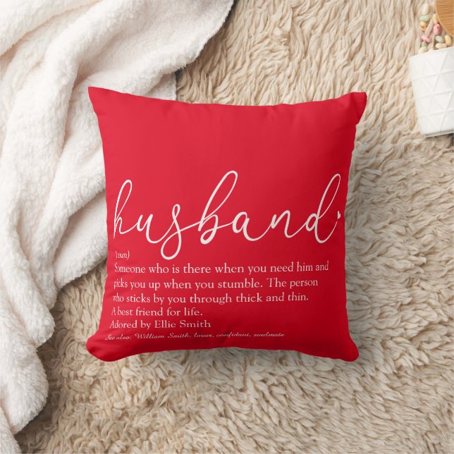 Coussin Définition du meilleur mari de tous les temps Roug (Couverture)