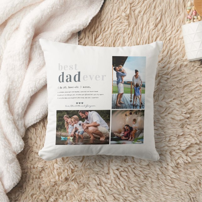 Coussin Définition papa | 3 photo personnalisée (Couverture)