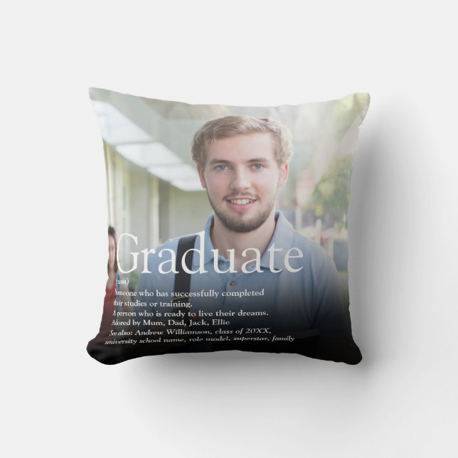 Coussin Définition personnalisée des diplômés en photo (Recto)