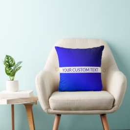 Coussin Dégradé bleu et texte modifiable sur bande blanche