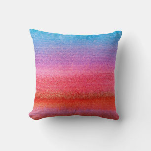 Coussin Dégradé de bleu à rose en aquarelle