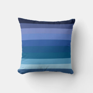 Coussin Dégradé de rayures bleues de l'océan à minuit d'hu