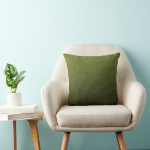 Coussin Dégradé de vert olive de l'armée à motif géométriq