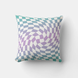 Coussin Dégradé Ombre Bleu Lilac À damiers Chèque dépoli