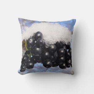 Coussin Dekokissen schwarze Vogelbeeren mit Schnee