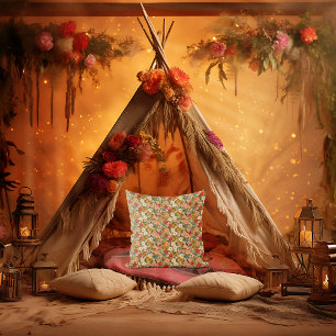 Coussin Délicat rose et bleu Cottagecore Floral