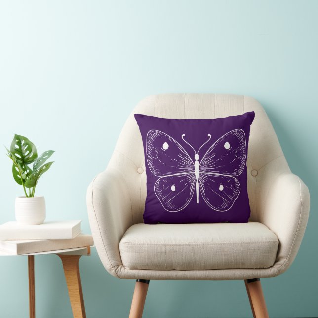Coussin Delicate Sketch Butterfly (Chaise)