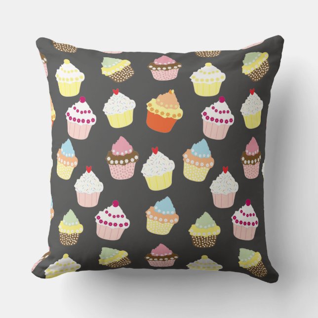 Coussin Délicieux Cupcakes Décorés Anniversaire Jeu d'Orei (Recto)