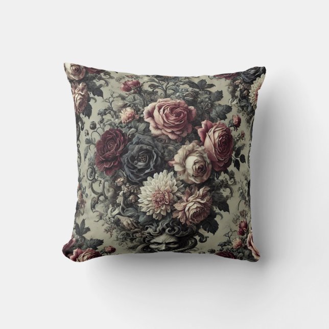 Coussin 🩸 Dellamorte Dellamore - Design Floral gothique (Recto)