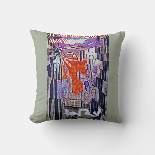 Coussin Demain's Way Aujourd'hui Retro Future Art (Recto)