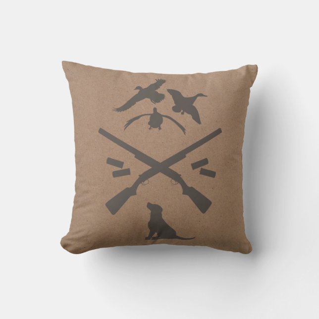 Coussin | d'emblème de chasse {canards et fusil de (Recto)