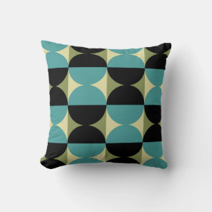 Coussin Demi-Carré géométrique rétro et Motif circulaire