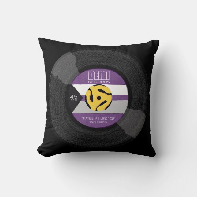 Coussin Demi Records Fierté Demisexuelle Vinyl LGBTQ (Recto)