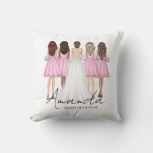 Coussin Demoiselle d'Honneur Personnalisée Cadeau Nom Pers