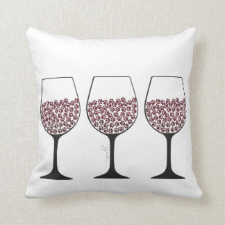Coussin d'empreinte de patte de vin rouge et blanc