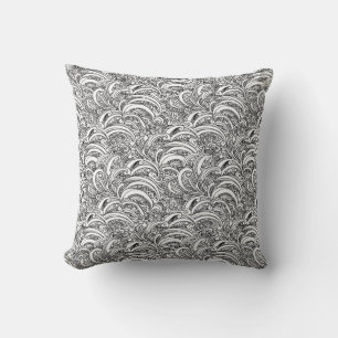 Coussin d'encre motif Mono noir blanc