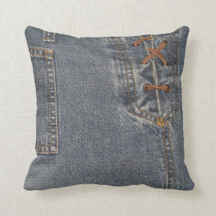 Coussin denim bleu