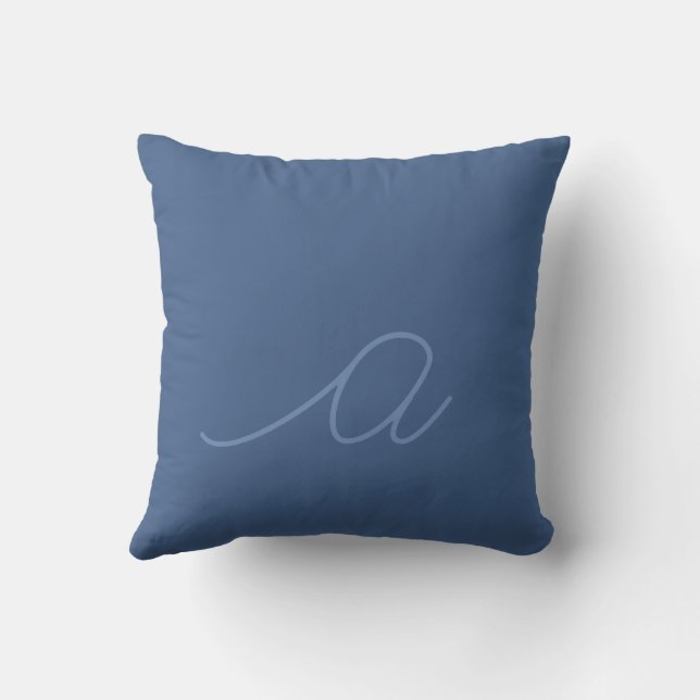 Coussin Denim Blue Lowercase Script Letter (Verso)