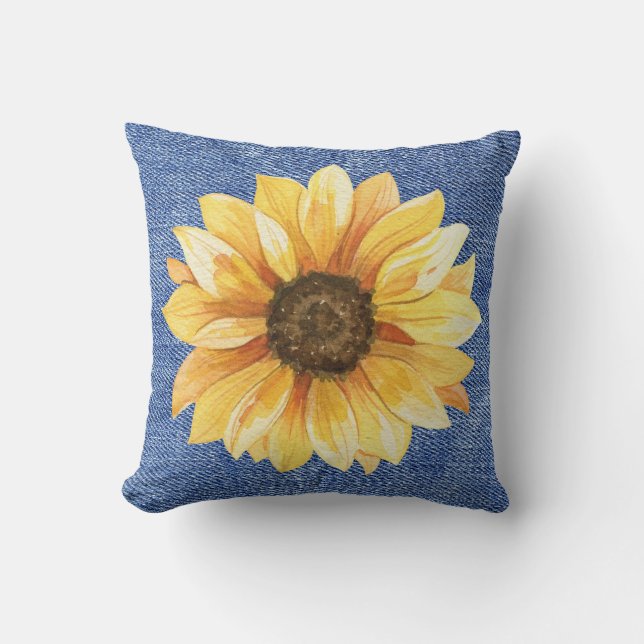 Coussin Denim de tournesol (Recto)