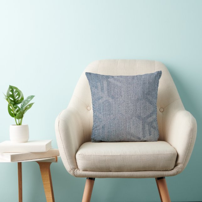 Coussin Denim Fashion Flèches de neige bleu (Chaise)
