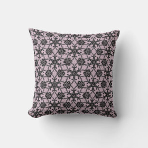 Coussin Dentelle antique - noir et rose glacé