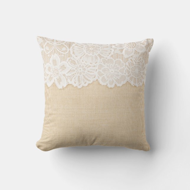 Coussin Dentelle blanche sur la conception du tissu. (Recto)