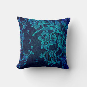 Coussin Dentelle bleu marine victorienne féminine parisien