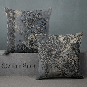 Coussin Dentelle bleue victorienne double face