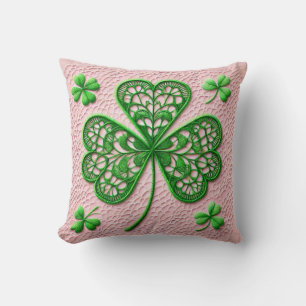 Coussin Dentelle de coquette florale shamrock Saint Patric