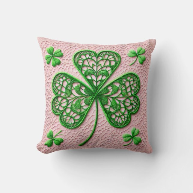 Coussin Dentelle de coquette florale shamrock Saint Patric (Recto)