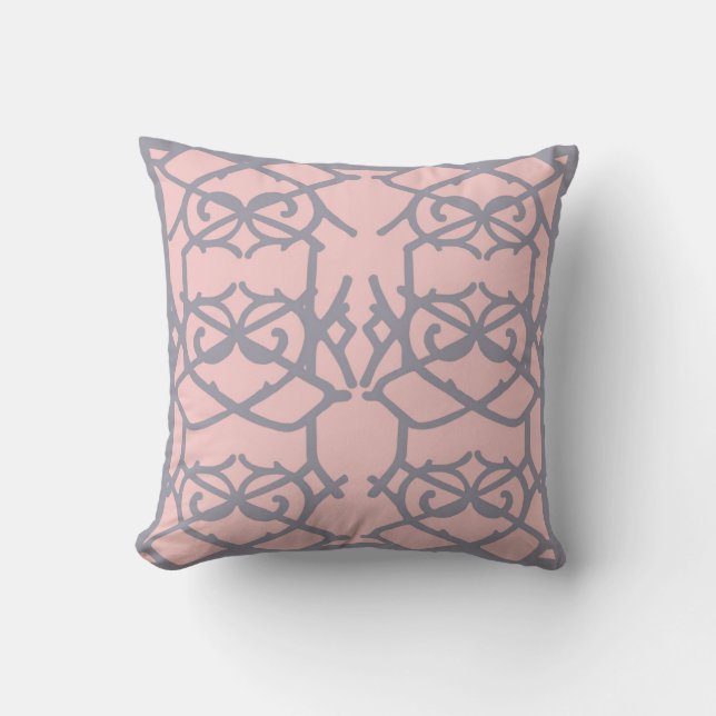Coussin Dentelle de fer rose et gris (Recto)