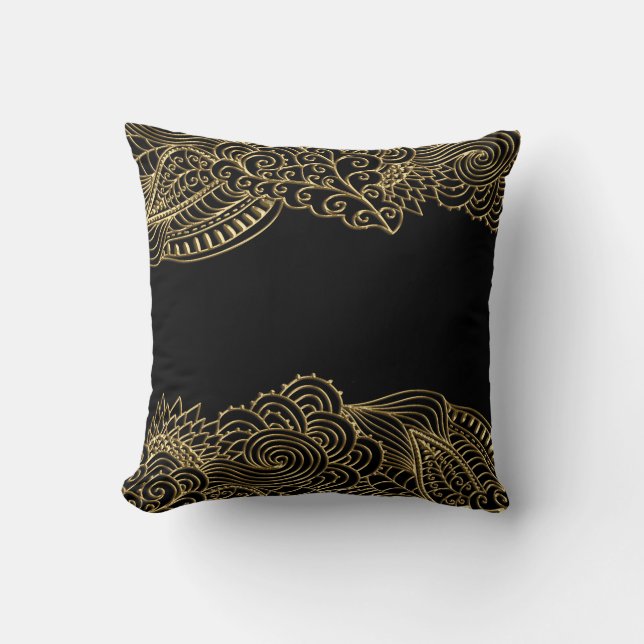 Coussin Dentelle d'or sur le noir ou tout carreau de (Recto)