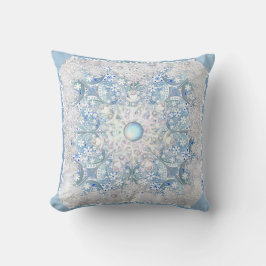 Coussin Dentelle en céramique bleu clair & flocon de neige