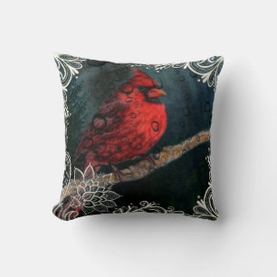 Coussin Dentelle florale blanche Primitive Noël Cardinal r