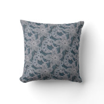 Dentelle florale bleu et blanc