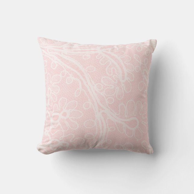 Coussin Dentelle rose jolie fille pastel bébé mariage (Recto)
