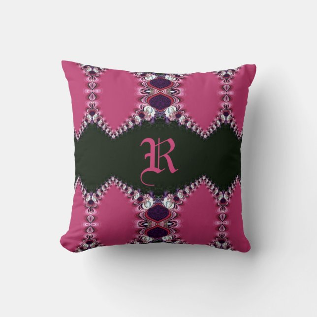 Coussin Dentelle rose Satin design Monogram Cuisine (Recto)